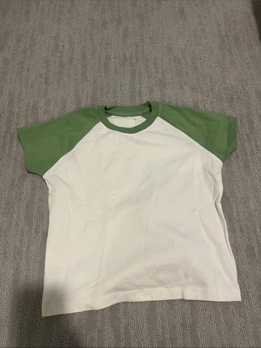 Daily Drills White Tee with Sage Green Raglan Sleeves and Neck